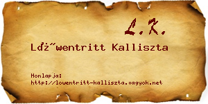 Löwentritt Kalliszta névjegykártya
